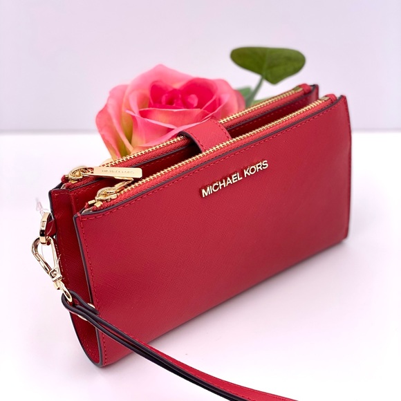 Michael Kors Large DoubleZip Wallet Wristlet Flame - Picture 2 of 10